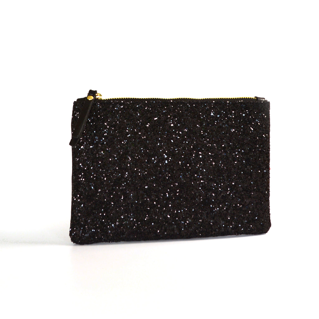 Black shimmer clutch bag on sale