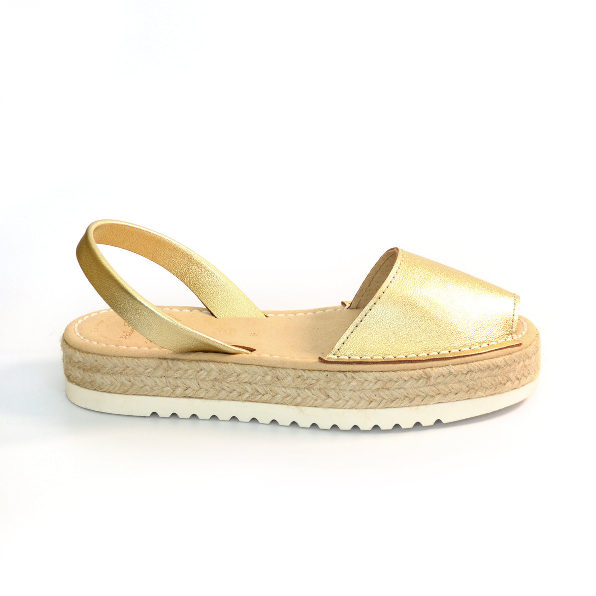 Formentera Gold Lowforms metallic leather espadrille lowform platform ...