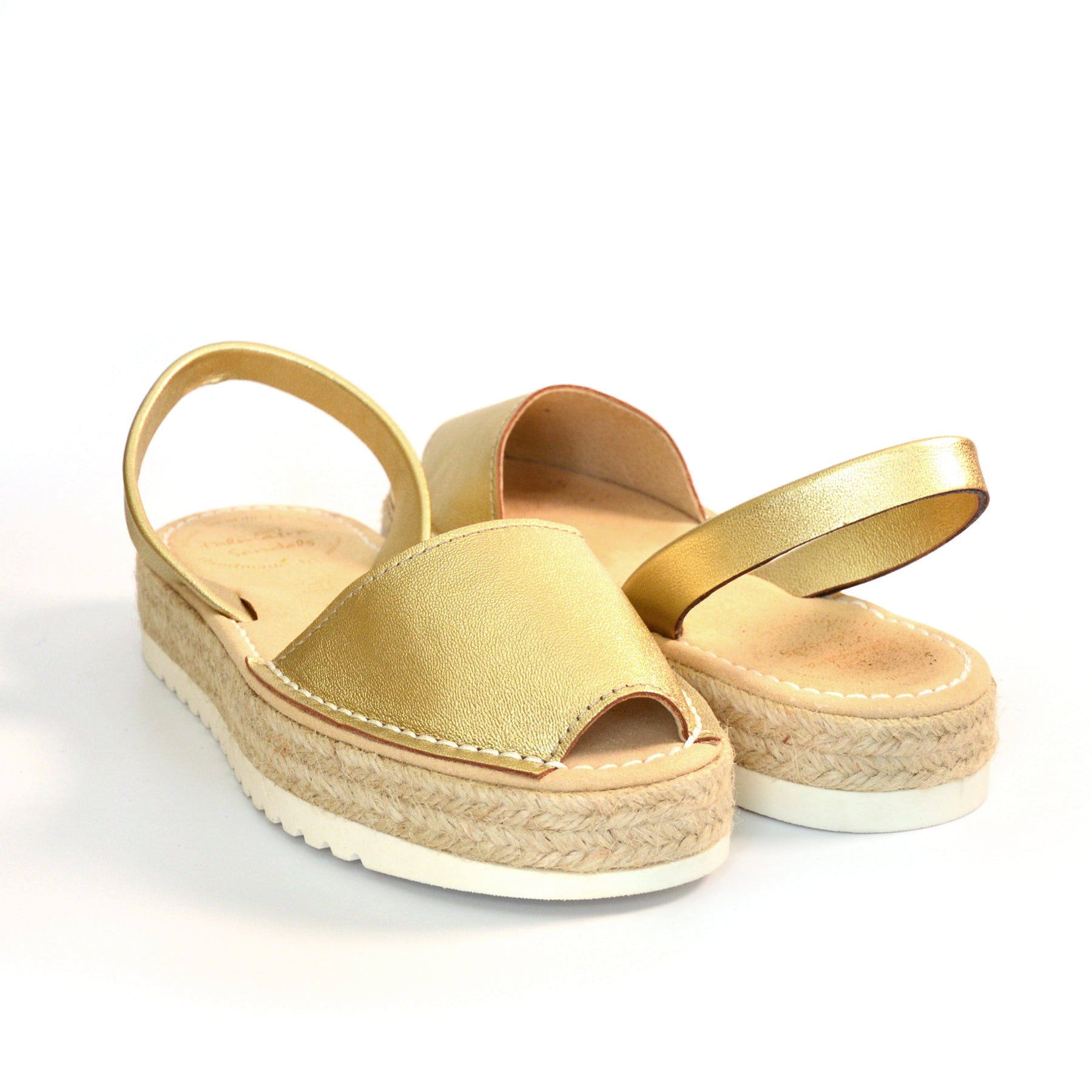 gold leather metallic slingback avarcas menorcan spanish sandals lowforms
