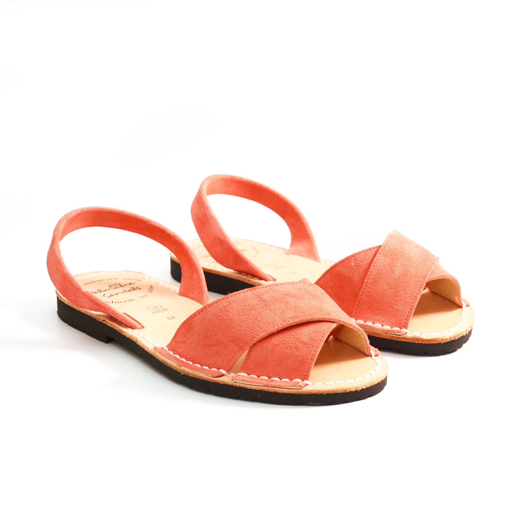orange suede slingback peeptoe crossover avarcas spanish menorcan sandals