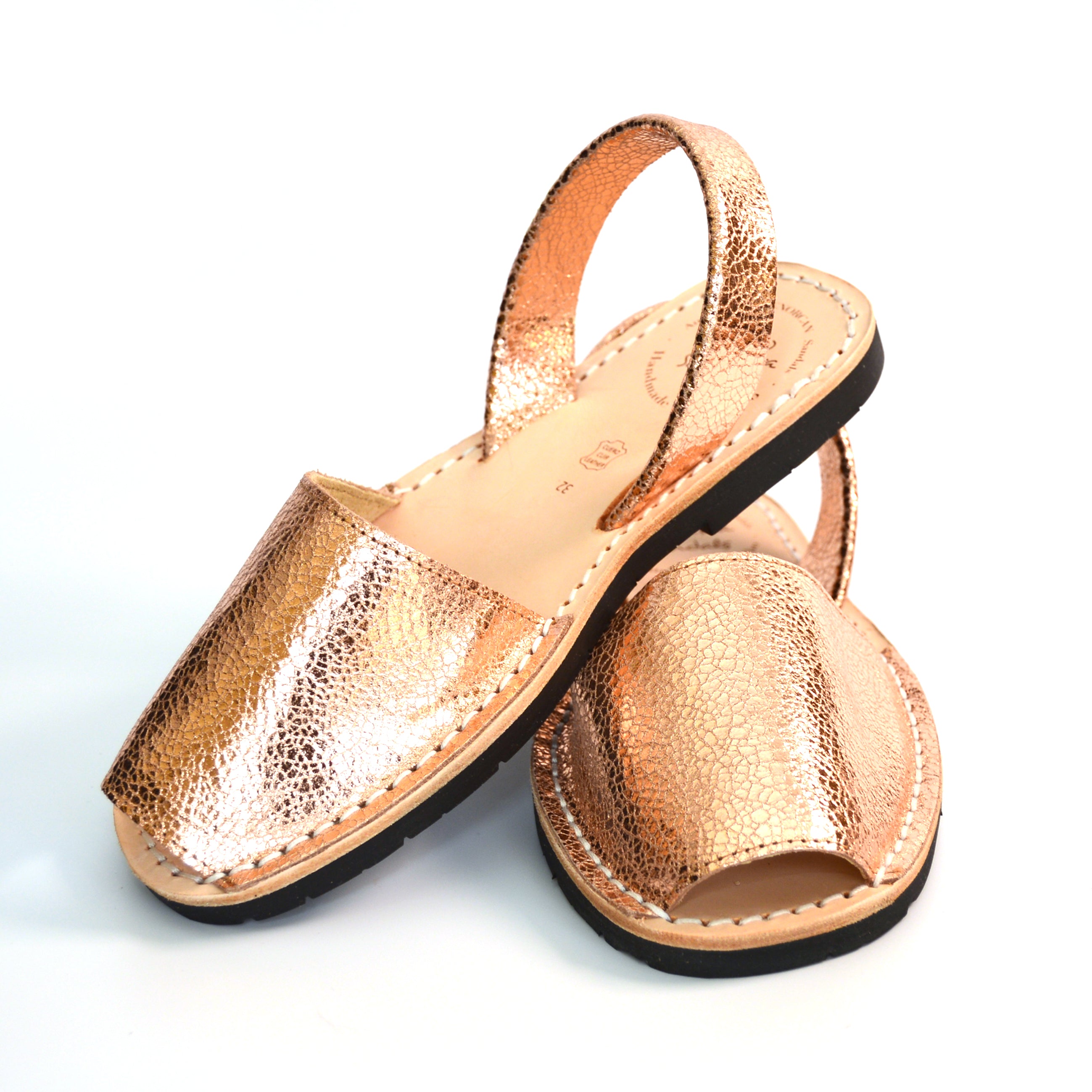 Rose Gold Mini kids slingback Spanish Menorcan Avarcas Sandals ...