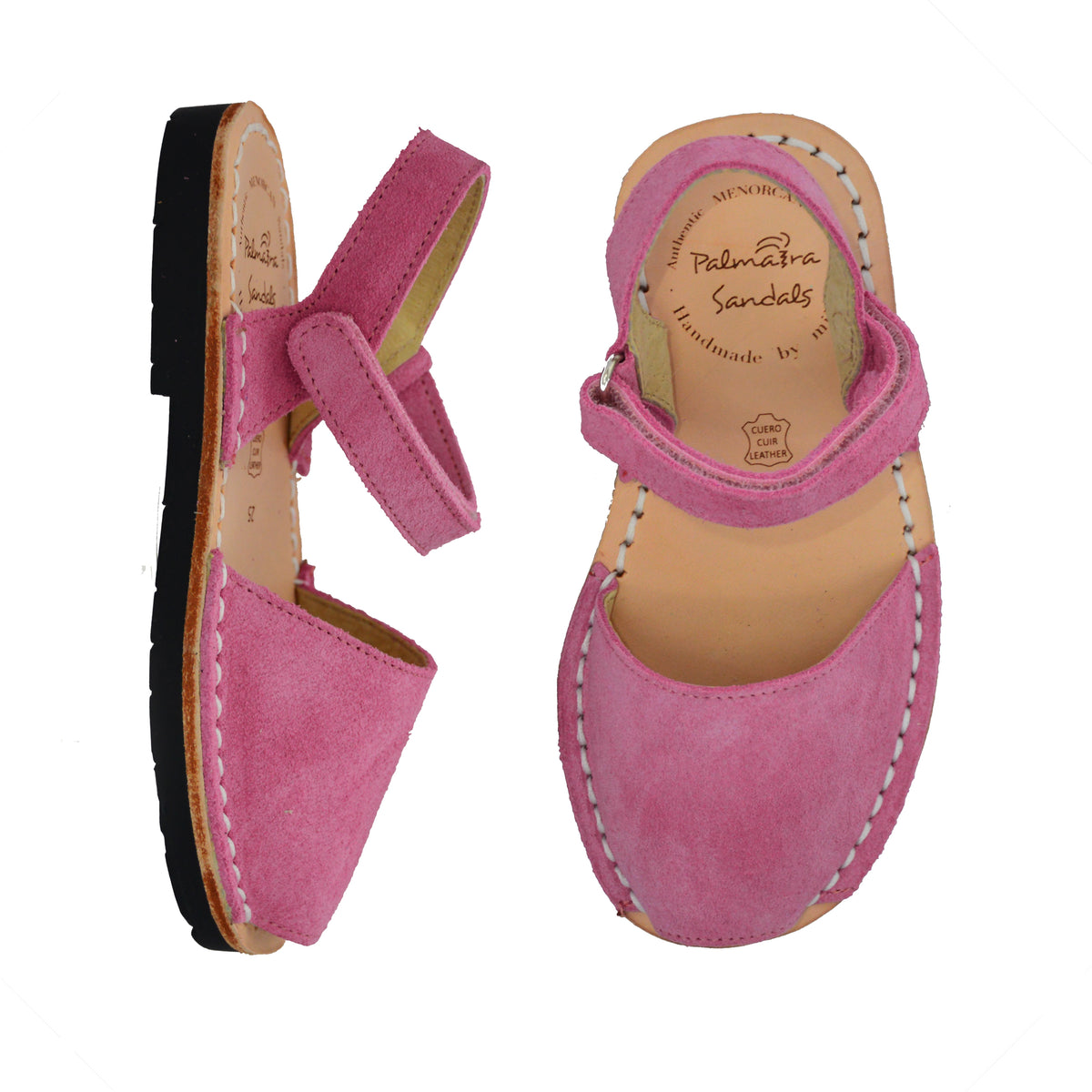 Bubblegum pink hook and loop velcro Spanish Menorcan Avarcas sandals Easy on