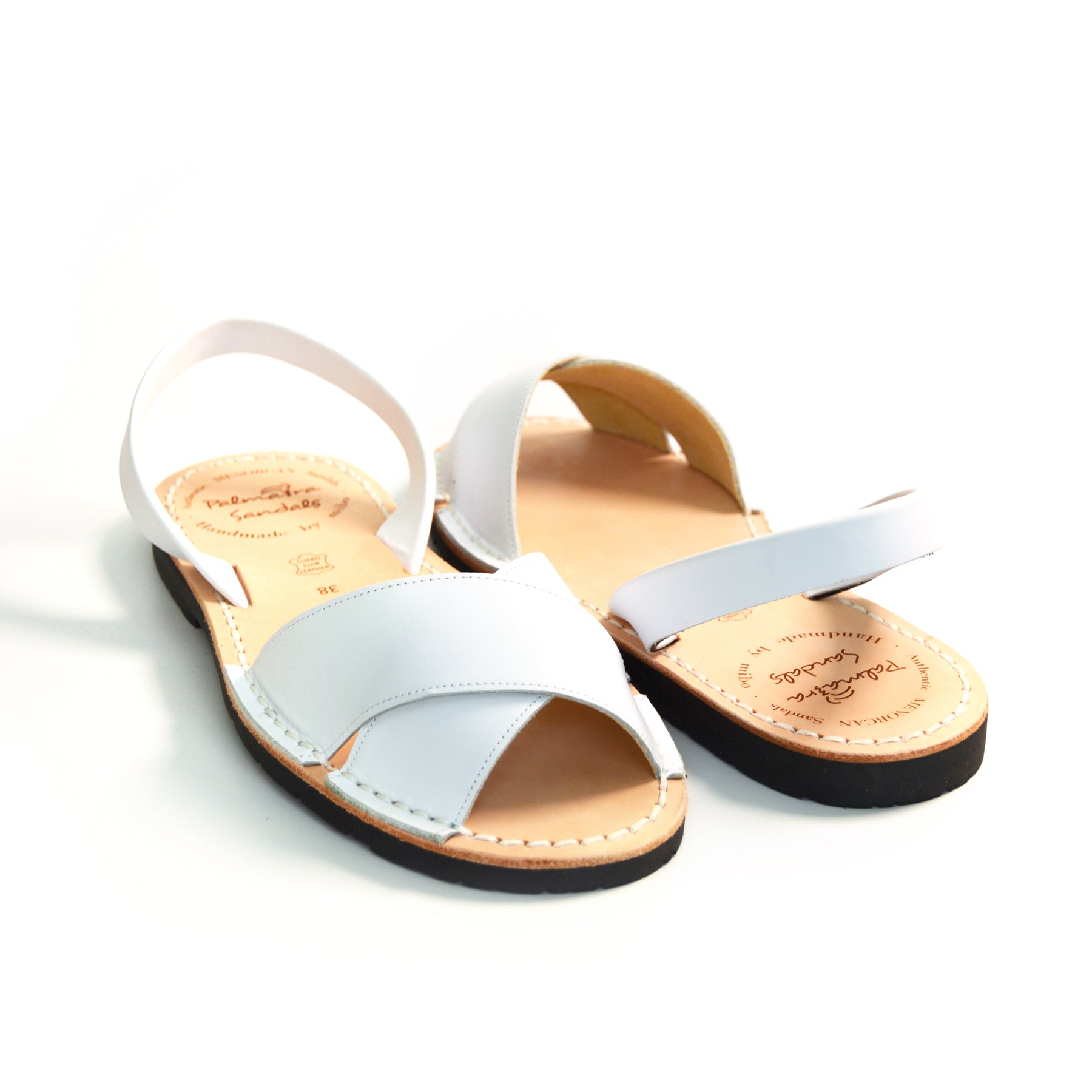 Blanca Peeptoe white leather crossover spanish menorcan avarcas