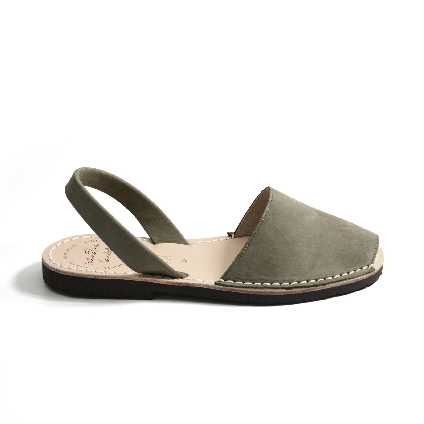 Khaki nubuck leather spanish menorcan avarcas sandals