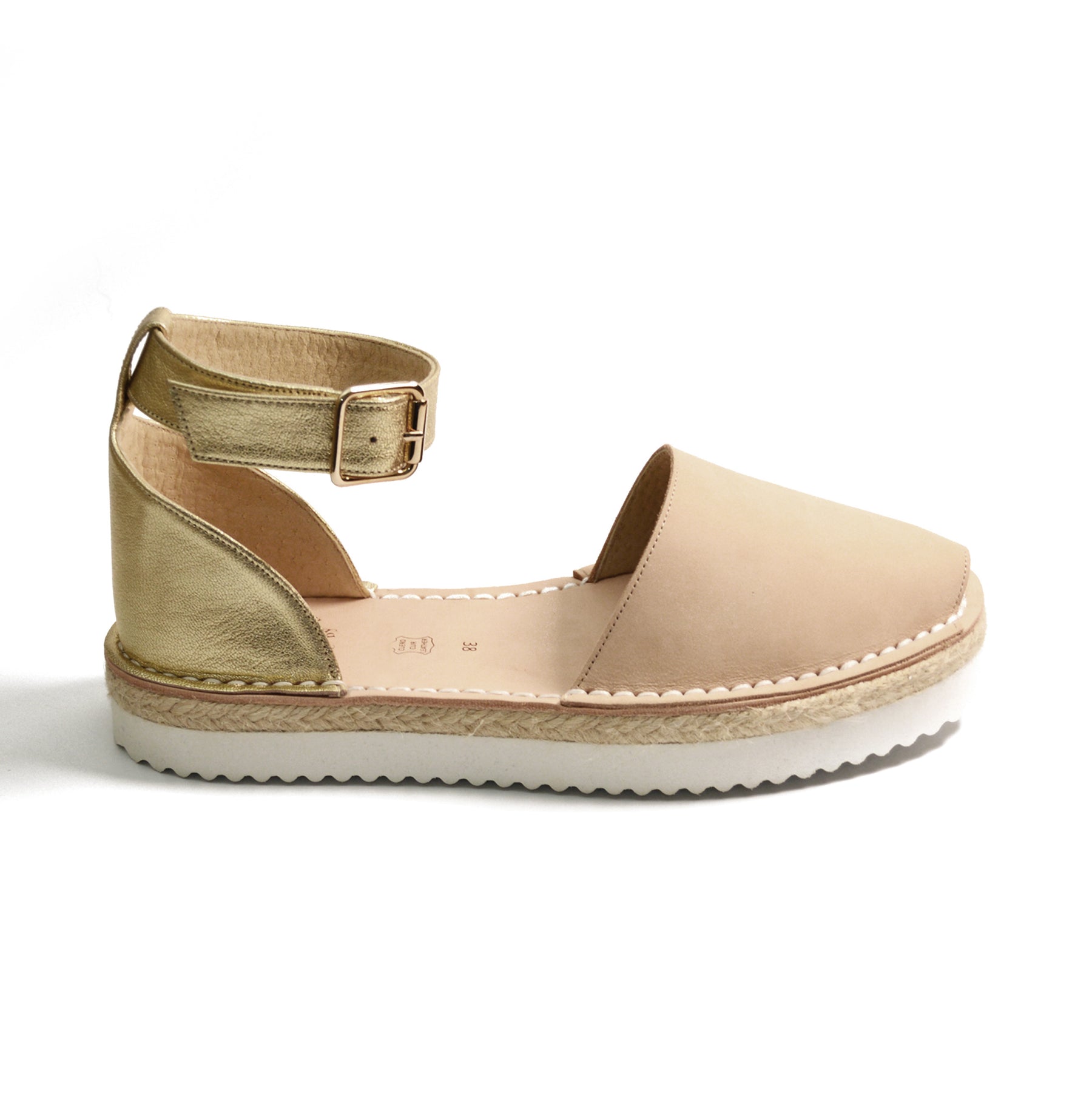 neutral suede with anklestrap flatform menorcan spanish avarcas sandals