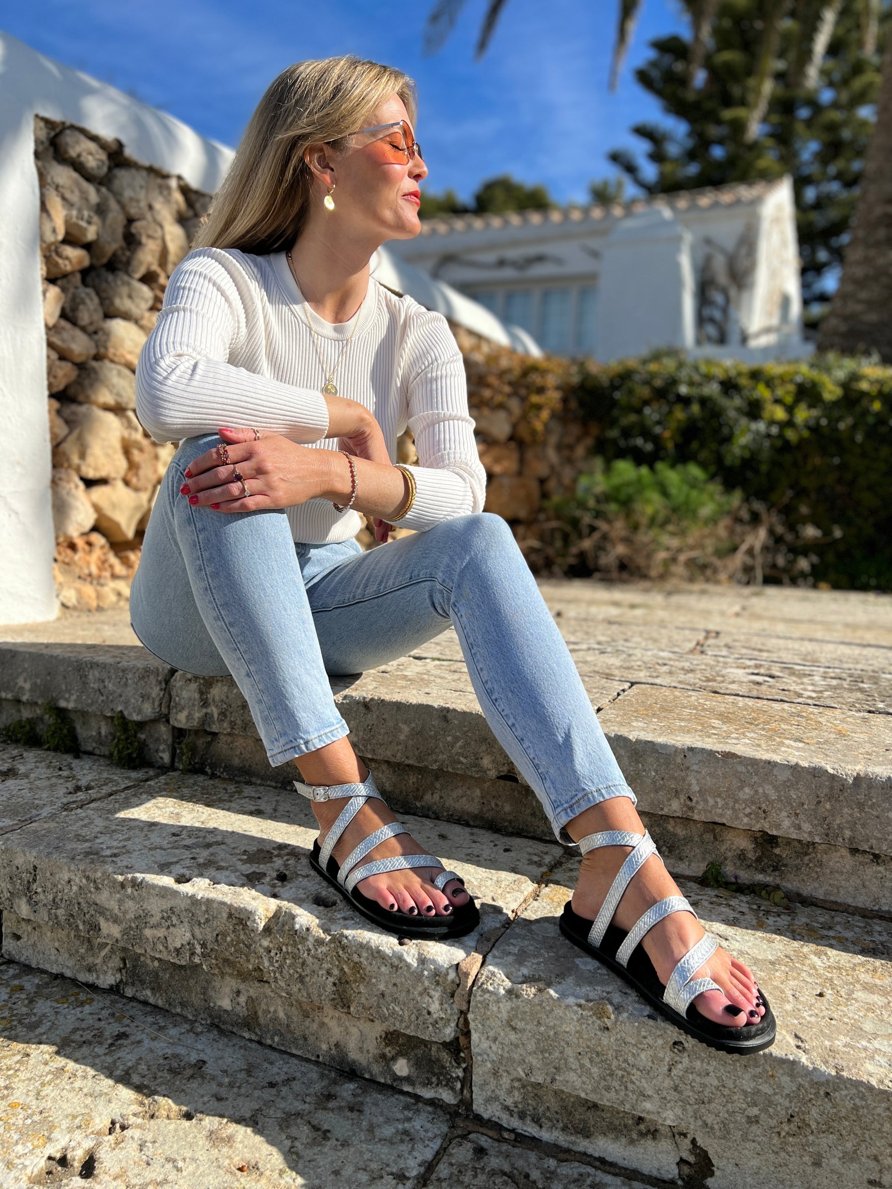 Amalfi silver gladiator sandals