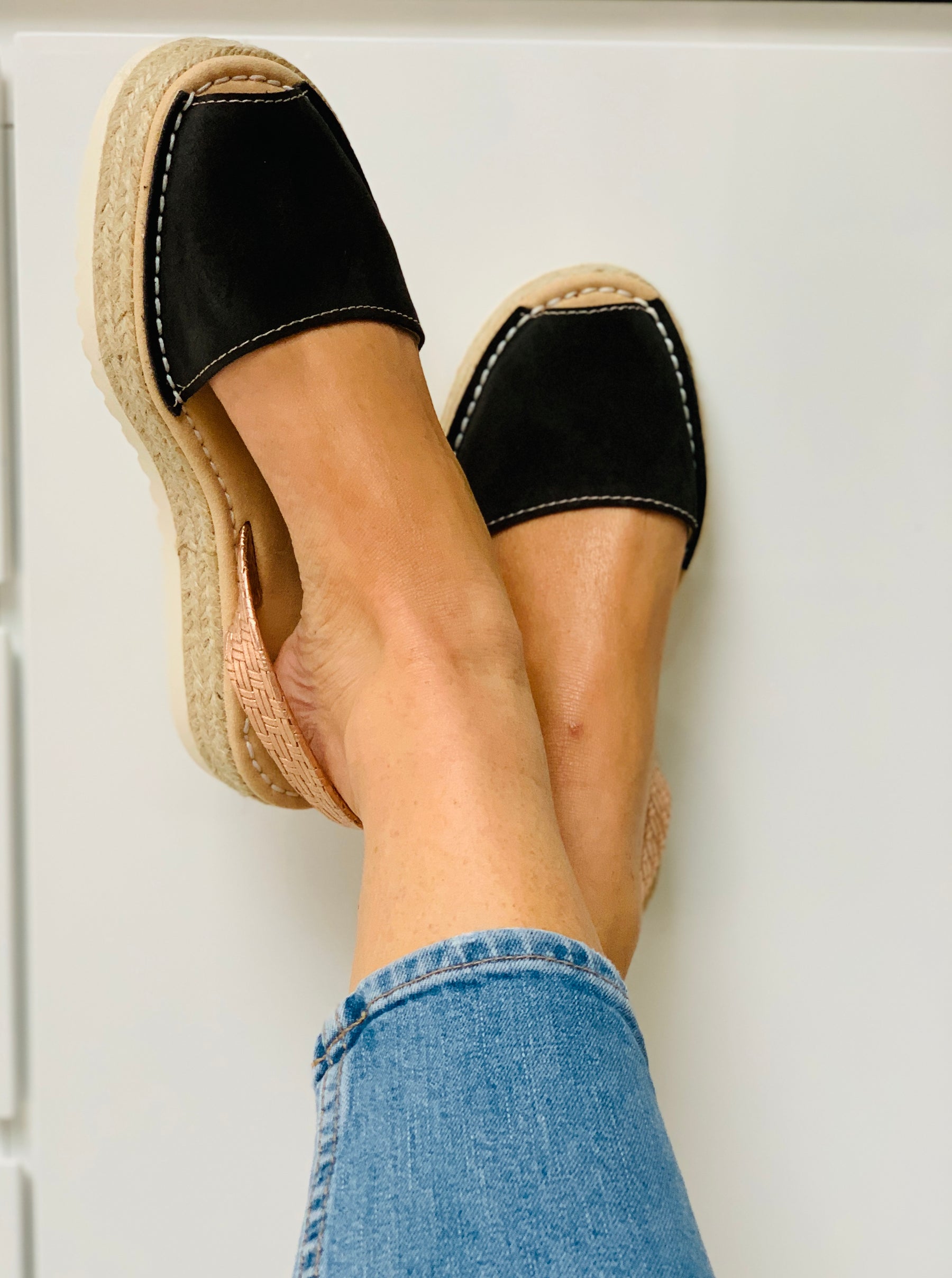 Lola Lowforms GREY SUEDE WITH ROSE GOLD STRAP LOWFORM PLATFORM