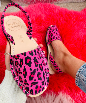Leopard Print suede leather spanish menorcan avarcas sandals