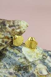Art Deco Shell Stud Earrings