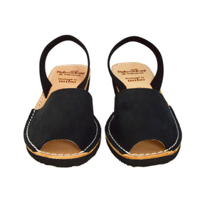Black Nubuck Low Black Wedge Lightweight Avarca Slingback Sandals
