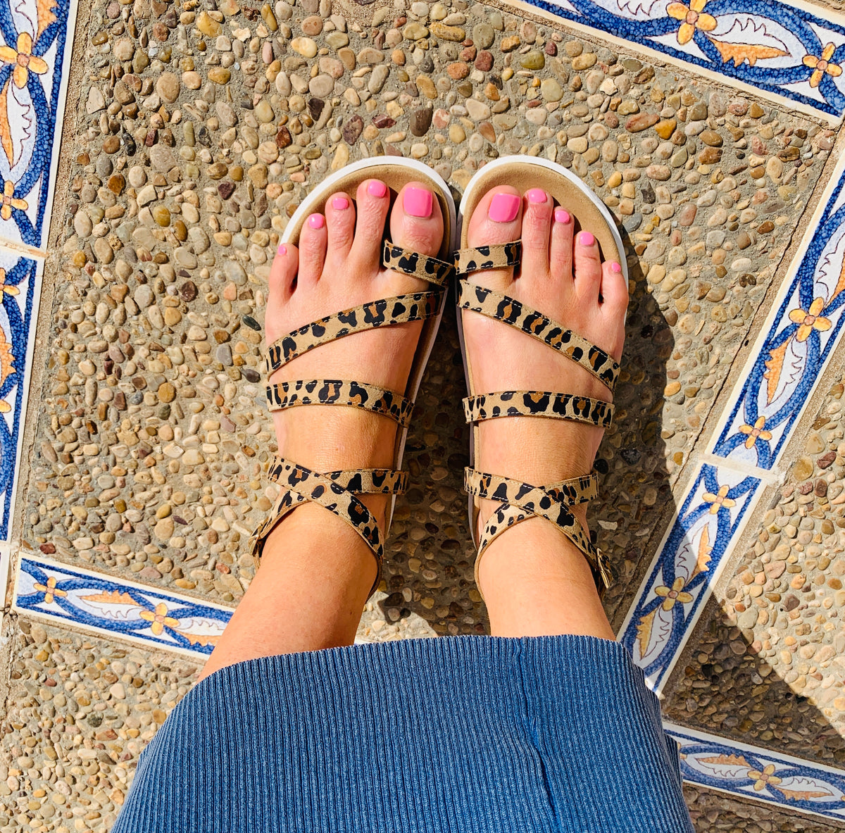Marbella leopard gladiator sandals
